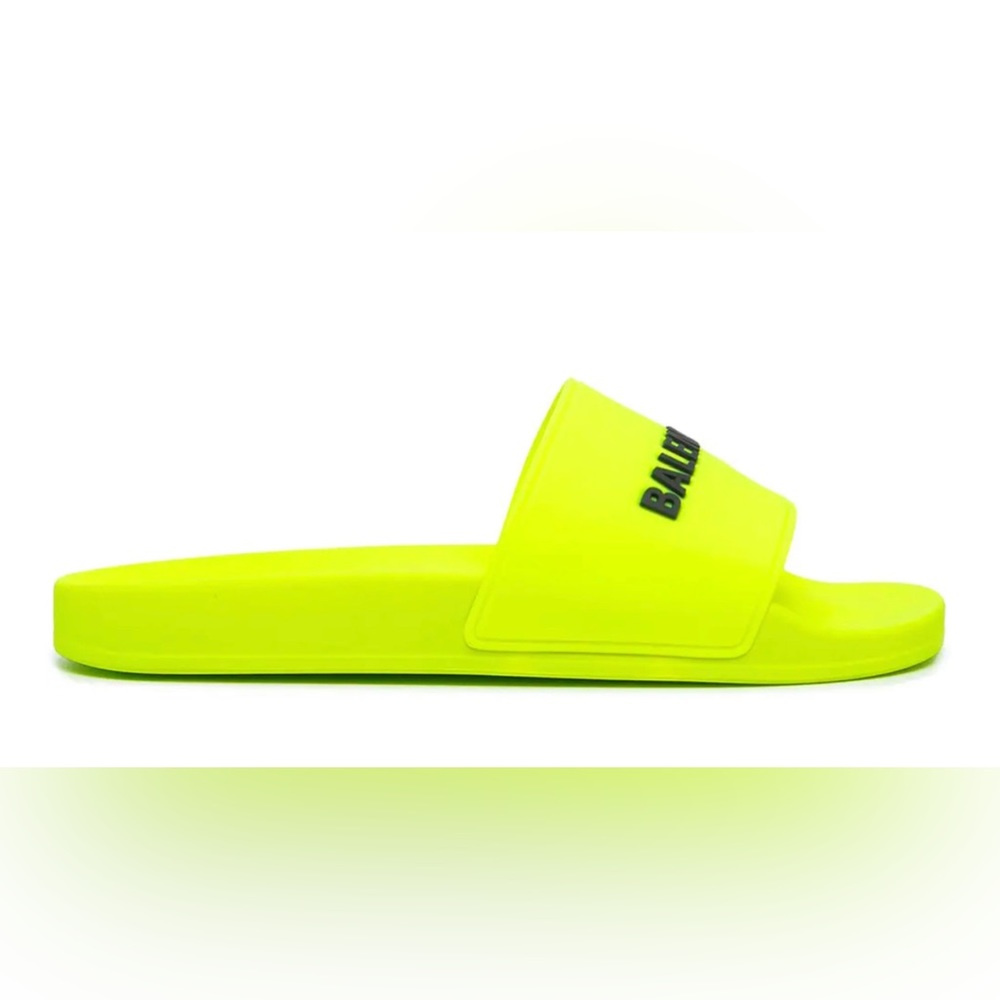 COPY - Men’s Size 13 BALENCIAGA Pool Slides Neon Yellow. Used once for a vacati…